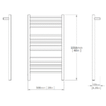 Nature Electric Heated Towel Dryer / Warmer Rail 40 Inch 14 Bars 500014026 - Image 3