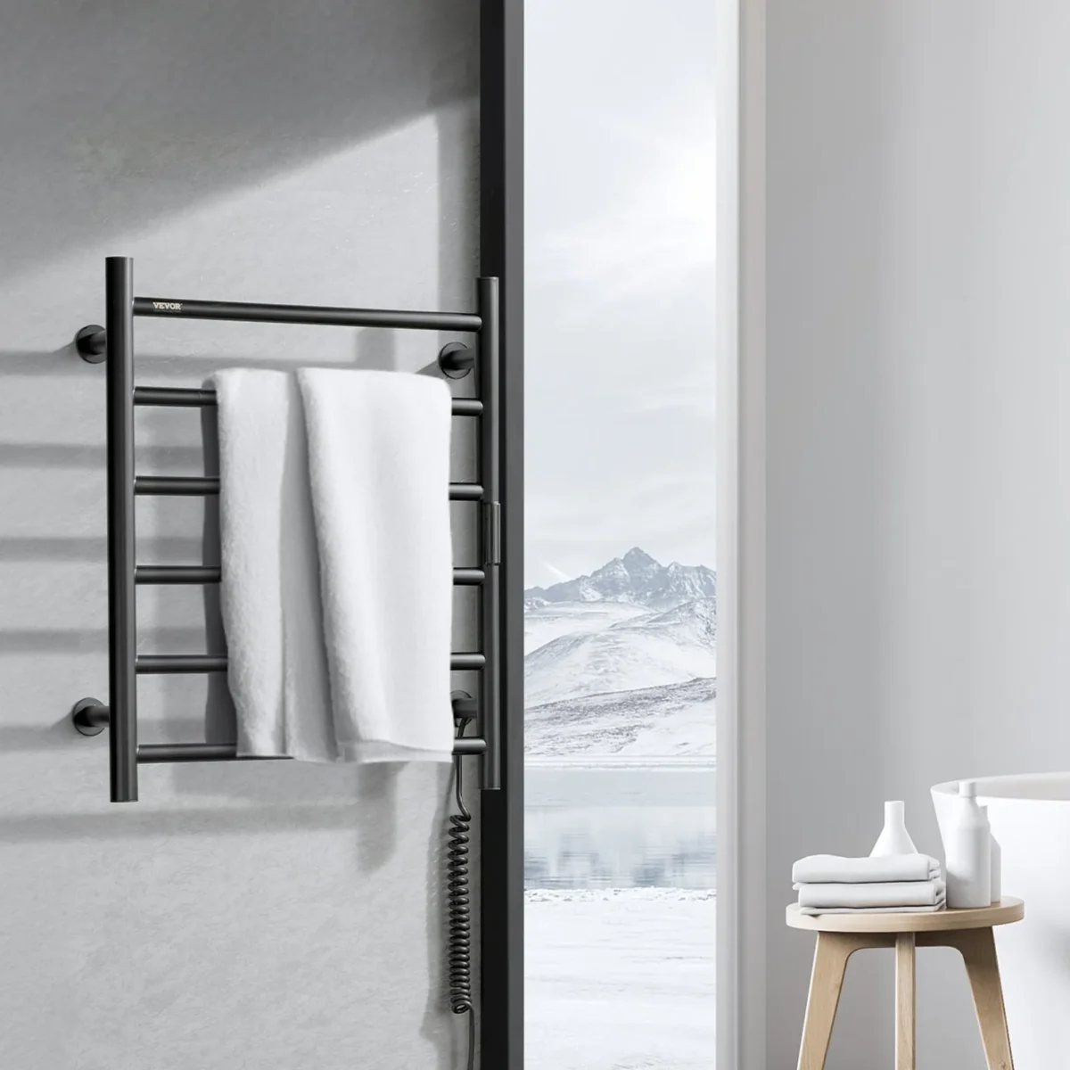 Nature Electric Heated Towel Dryer / Warmer Rail Matt Black 24 Inch 6 Bars 500006026MB - Image 3