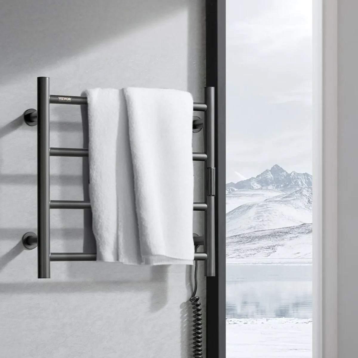 Nature Electric Heated Towel Dryer / Warmer Rail Matt Black 20 Inch 4 Bars 500004026MB - Image 3